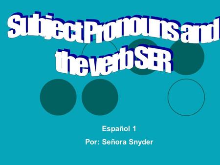Español 1 Por: Señora Snyder. yo “I” tútú “you” INFORMAL, SINGULAR YOU Use when talking to someone that you know well and with whom you can be casual.