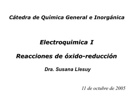 Electroquimica I Reacciones de óxido-reducción