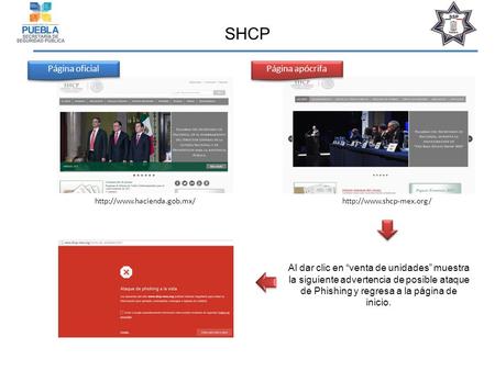Página oficial Página apócrifa  Al dar clic en “venta de unidades” muestra la siguiente advertencia.