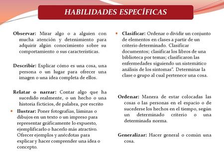 HABILIDADES ESPECÍFICAS