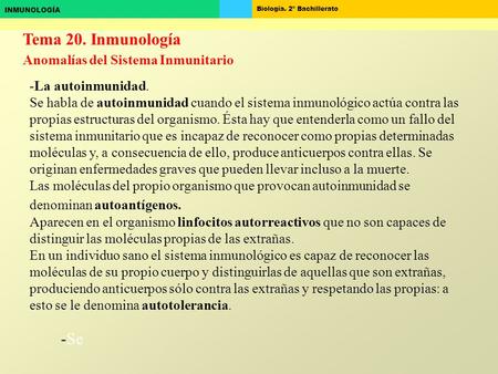 Tema 20. Inmunología Se Anomalías del Sistema Inmunitario