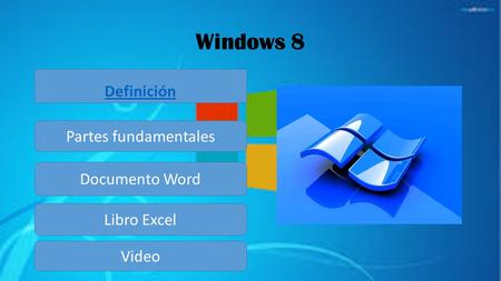 Windows 8 Definición Partes fundamentales Documento Word Libro Excel