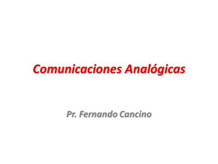 Comunicaciones Analógicas