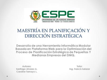MAESTRÍA EN PLANIFICACIÓN Y DIRECCIÓN ESTRATÉGICA