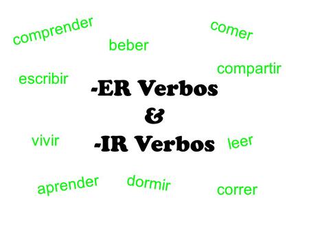 -ER Verbos & -IR Verbos comprender comer beber compartir escribir leer