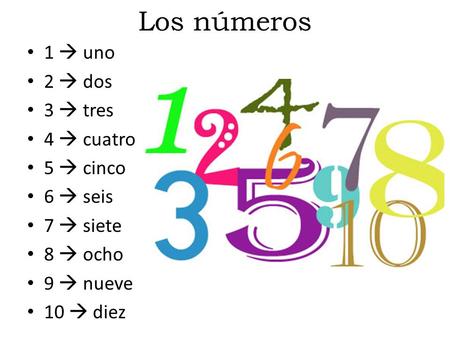 Los números 1  uno 2  dos 3  tres 4  cuatro 5  cinco 6  seis