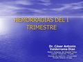HEMORRAGIAS DEL I TRIMESTRE Dr. César Antonio Valderrama Díaz Medico Asistente del Hospital “Víctor Lazarte” ESSALUD – Trujillo Docente de medicina – Universidad.