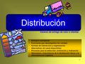 Distribución Enfoque conceptual Funciones que desempeñan los canales Formas de interacción y organización Alternativas de canal disponibles. Procesos para.