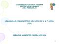 1 UNIVERSIDAD NACIONAL ABIERTA CENTRO LOCAL ARAGUA AREA PREESCOLAR DESARROLLO COGNOSCITIVO DEL NIÑO DE 4 A 7 AÑOS. (054) ASESORA: MAGISTER YADIRA LOZADA.