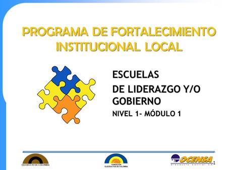 1 PROGRAMA DE FORTALECIMIENTO INSTITUCIONAL LOCAL ESCUELAS DE LIDERAZGO Y/O GOBIERNO NIVEL 1- MÓDULO 1.
