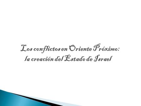 Los conflictos en Oriente Próximo: la creación del Estado de Israel.
