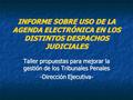 INFORME SOBRE USO DE LA AGENDA ELECTRÓNICA EN LOS DISTINTOS DESPACHOS JUDICIALES Taller propuestas para mejorar la gestión de los Tribunales Penales -Dirección.