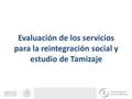 Evaluación de los servicios para la reintegración social y estudio de Tamizaje.