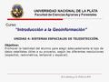 UNIVERSIDAD NACIONAL DE LA PLATA Facultad de Ciencias Agrarias y Forestales Curso: “Introducción a la Geoinformación” UNIDAD 4: SISTEMAS ESPACIALES DE.