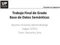 Trabajo Final de Grado Base de Datos Semánticas Alumno: Di Santo, Martin Rodrigo Legajo: 67613 Tutor: Darcacha, Ana.