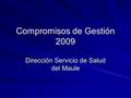 Compromisos de Gestión 2009 Dirección Servicio de Salud del Maule.