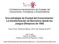 I Conferencia Iberoamericana de Ciudades del Conocimiento, Innovadoras y Emprendedoras Una estrategia de Ciudad del Conocimiento: La transformación de.