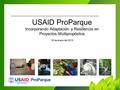 USAID ProParque Incorporando Adaptación y Resiliencia en Proyectos Multipropósitos 16 de enero del 2015.