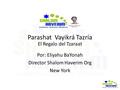 Parashat Vayikrá Tazría El Regalo del Tzaraat Por: Eliyahu BaYonah Director Shalom Haverim Org New York.