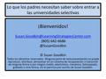 Lo que los padres necesitan saber sobre entrar a las universidades selectivas ¡Bienvenidos! (805)