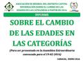 CARACAS, ENERO 2016 SOBRE EL CAMBIO DE LAS EDADES EN LAS CATEGORÍAS (Para ser presentado en la Asamblea Extraordinaria convocada para el 19-02-2016) ASOCIACIÓN.