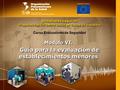 Modulo VI. Guía para la evaluación de establecimientos menores Modulo VI. Guía para la evaluación de establecimientos menores Hospitales seguros Preparativos.