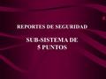 REPORTES DE SEGURIDAD SUB-SISTEMA DE 5 PUNTOS. ¿QUE ES EL SISTEMA DE 5 PUNTOS? EL SISTEMA DE SEGURIDAD DE 5 PUNTOS ES UN METODO DE IDENTIFICACION Y CONTROL.