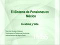 El Sistema de Pensiones en México Invalidez y Vida Rosa Inés González Velázquez Coordinadora de Prestaciones Económicas Instituto Mexicano del Seguro Social.