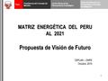 MATRIZ ENERGÉTICA DEL PERU AL 2021 Propuesta de Visión de Futuro