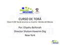CURSO DE TORÁ Clase # 100 Yacob anuncia su muerte –Venida del Mesías Por: Eliyahu BaYonah Director Shalom Haverim Org New York.