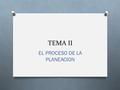 TEMA II EL PROCESO DE LA PLANEACION. 1.Pasos en el proceso de planeación.