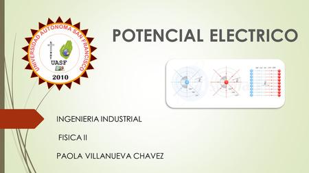 POTENCIAL ELECTRICO PAOLA VILLANUEVA CHAVEZ INGENIERIA INDUSTRIAL FISICA II.