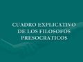 CUADRO EXPLICATIVO DE LOS FILOSOFOS PRESOCRATICOS