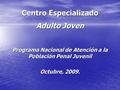 Centro Especializado Adulto Joven Programa Nacional de Atención a la Población Penal Juvenil Octubre, 2009.