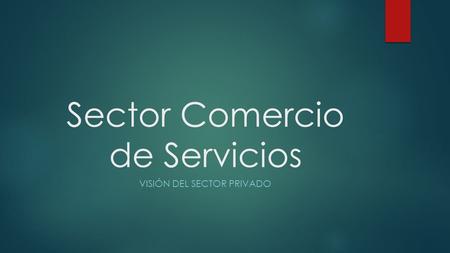 Sector Comercio de Servicios VISIÓN DEL SECTOR PRIVADO.