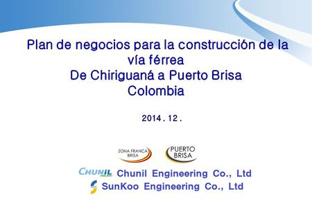 Muelle de Puerto Brisa (existente) Instalaciones principales : Ruta principal, estaciones, depósito, cargue y descargue de mercancías, trenes (locomotora.