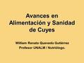 Avances en Alimentación y Sanidad de Cuyes