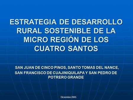 ESTRATEGIA DE DESARROLLO RURAL SOSTENIBLE DE LA MICRO REGIÓN DE LOS CUATRO SANTOS SAN JUAN DE CINCO PINOS, SANTO TOMAS DEL NANCE, SAN FRANCISCO DE CUAJINIQUILAPA.