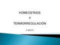 HOMEOSTASIS Y TERMORREGULACIÓN 3º MEDIO.