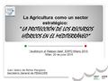 Juan Valero de Palma Manglano Secretario General de FENACORE 1 La Agricultura como un sector estratégico: “LA PROTECCIÓN DE LOS RECURSOS HÍDRICOS EN EL.
