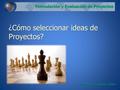 ¿Cómo seleccionar ideas de Proyectos? Formulación y Evaluación de Proyectos Msc. Ramón Ignacio López.