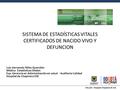 SALUD – Hospital Chapinero E.S.E. SISTEMA DE ESTADÍSTICAS VITALES CERTIFICADOS DE NACIDO VIVO Y DEFUNCION Luis Hernando Téllez Querubín Médico Estadísticas.