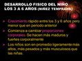 DESARROLLO FISICO DEL NIÑO LOS 3 A 6 AÑOS (NIÑEZ TEMPRANA)