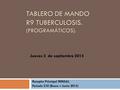 TABLERO DE MANDO R9 TUBERCULOSIS. (PROGRAMÁTICOS). Receptor Principal MINSAL Periodo S10 (Enero – Junio 2015) Jueves 3 de septiembre 2015.