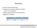 Raciocinio Cáncer más común del varón Prevalencia en autopsias: 30% en > 50 años – 80% < 0.5 cc y bajo grado Estadios tempranos (T1c el más frecuente)