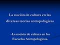La noción de cultura en las diversas teorías antropológicas