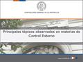 Principales tópicos observados en materias de Control Externo.