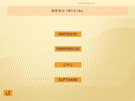 M E N U I N I C I A L PARTES PC PERIFERICOS C P U SOFTWARE 1 johnbonilla.es.tl.