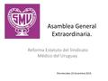 Asamblea General Extraordinaria. Reforma Estatuto del Sindicato Médico del Uruguay. Montevideo 10 diciembre 2015.