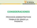 PROCESOS ADMINISTRATIVOS TRABAJO DE GRADO y/o PASANTIA CONSIDERACIONES.